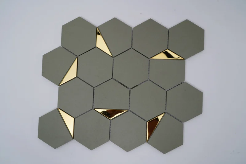 Vitrified Mosaic Tiles GRIGIO HALF GOLD (260x300mm, Mosaic)