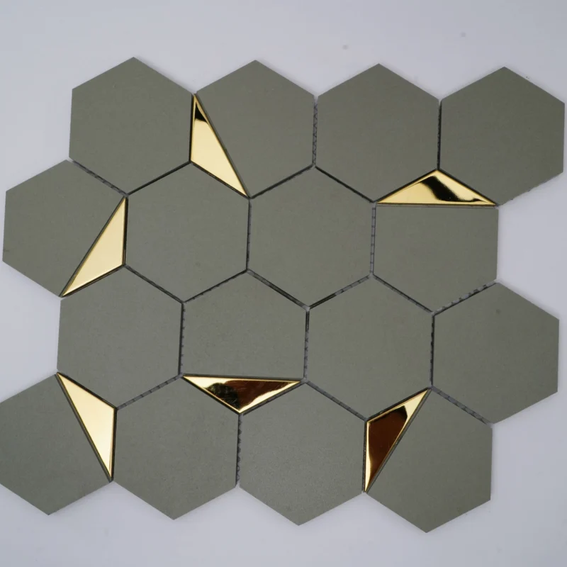 Vitrified Mosaic Tiles GRIGIO HALF GOLD (260x300mm, Mosaic)