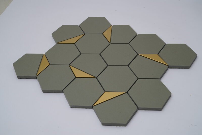 Vitrified Mosaic Tiles GRIGIO HALF GOLD (260x300mm, Mosaic)