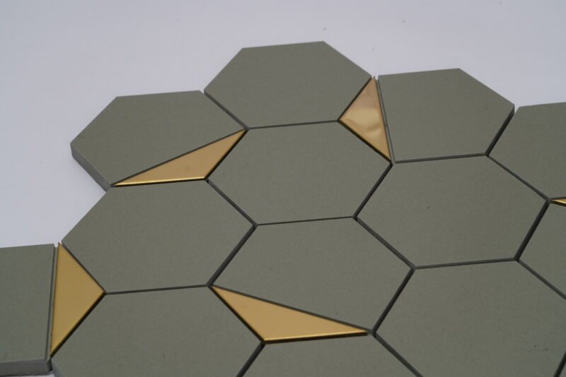 Vitrified Mosaic Tiles GRIGIO HALF GOLD (260x300mm, Mosaic)