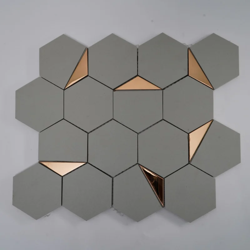 Vitrified Mosaic Tiles ARGILA HALF GOLD (260x300mm, Mosaic)
